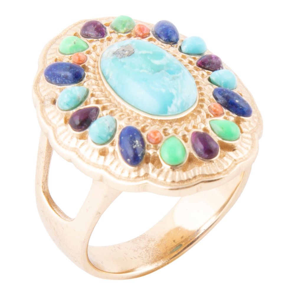 GENUINE Concho Colorful Golden Statement Ring