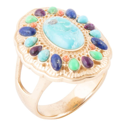 GENUINE Concho Colorful Golden Statement Ring