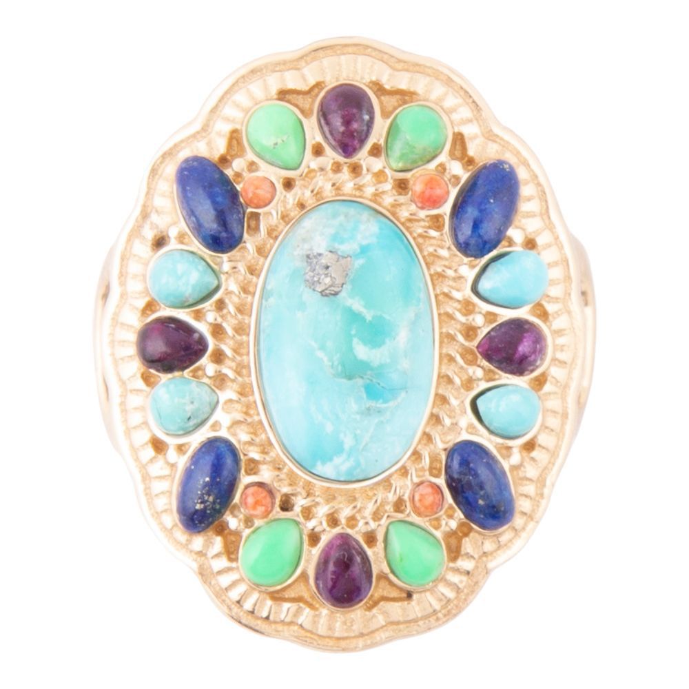 GENUINE Concho Colorful Golden Statement Ring