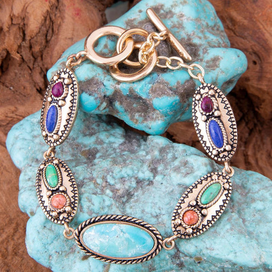 GENUINE Concho Colorful Golden Link Bracelet