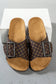 Retro Geometric Print Buckle Strap Flat Slippers