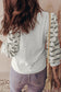 Striped Sleeve Patchwork Rib Knit Top