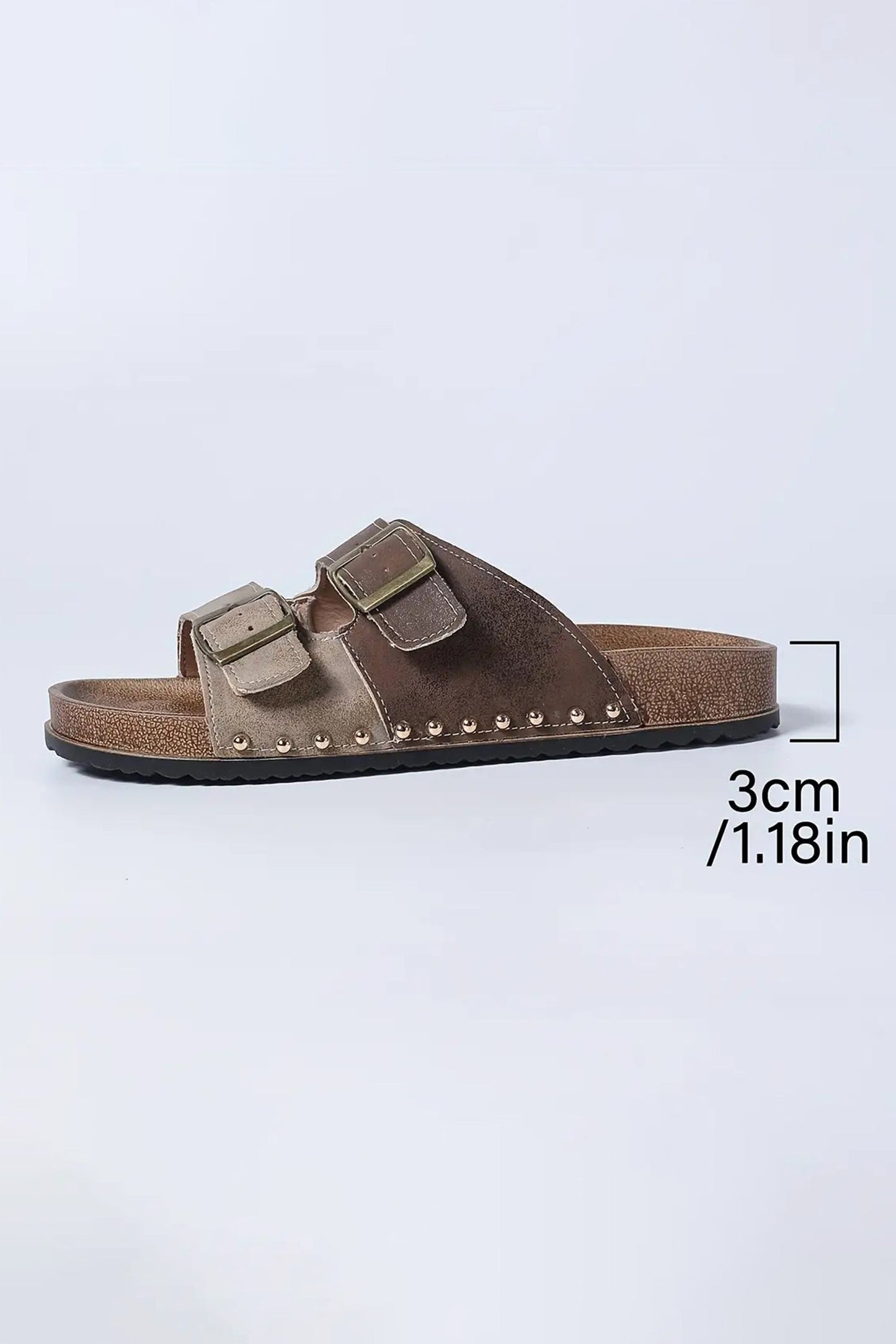 Coffee Two-tone Retro Buckle Straps Slippers