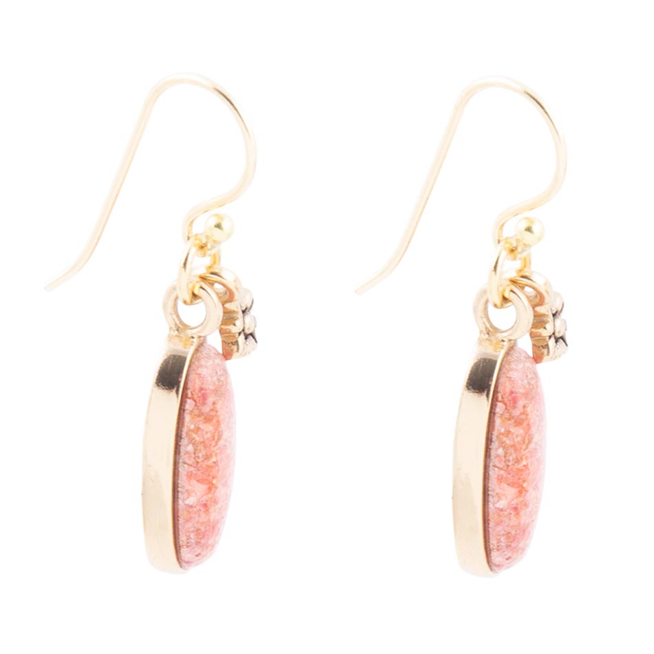 GENUINE Lucent Orange Sponge Coral Golden Drop Earrings