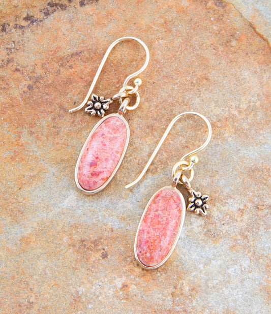 GENUINE Lucent Orange Sponge Coral Golden Drop Earrings