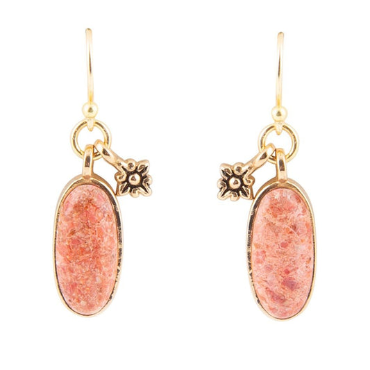 GENUINE Lucent Orange Sponge Coral Golden Drop Earrings