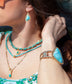 GENUINE Tulum Blue Turquoise Golden Cuff Bracelet