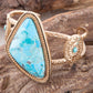 GENUINE Tulum Blue Turquoise Golden Cuff Bracelet